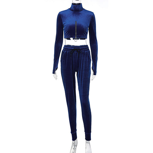 Short Exposed Navel Top Slim Pants  Set