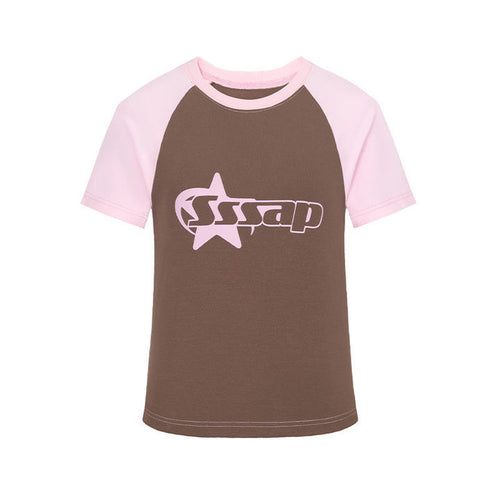 Round Neck Pullover Short Sleeve Letter Printing