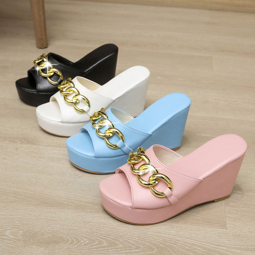 Gold Chain Shoes High Heel