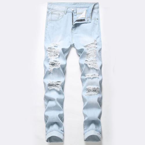 Men's Ripped Jeans Straight Washed