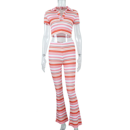 Short T-shirt And Trousers Set Striped