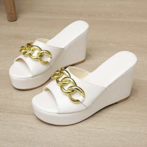 Gold Chain Shoes High Heel