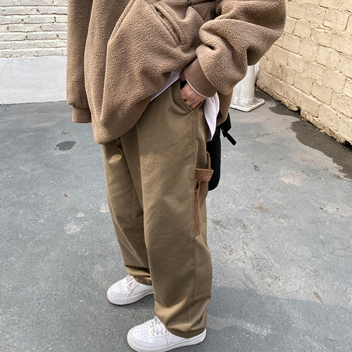 Versatile Panel Straight Leg Solid Street Cargo Pants