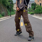 Men's Loose Straight Multi-pocket Overalls