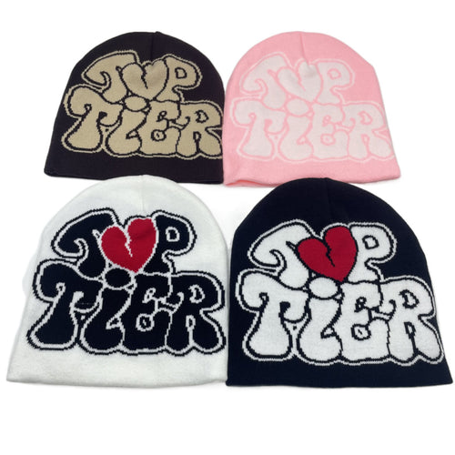 Sleeve Cap Multi-color Letters Wool Knitting