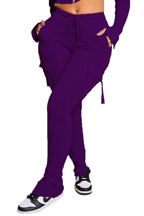 Cargo Drawstring Waist Split Trouser Legs