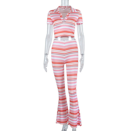 Short T-shirt And Trousers Set Striped