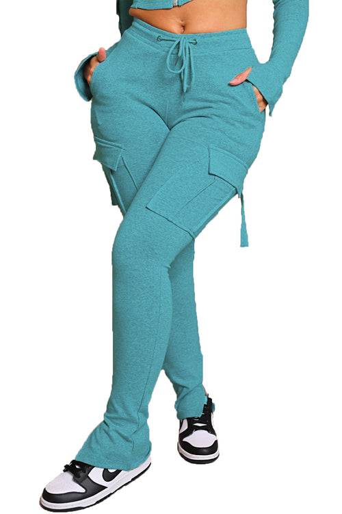 Cargo Drawstring Waist Split Trouser Legs